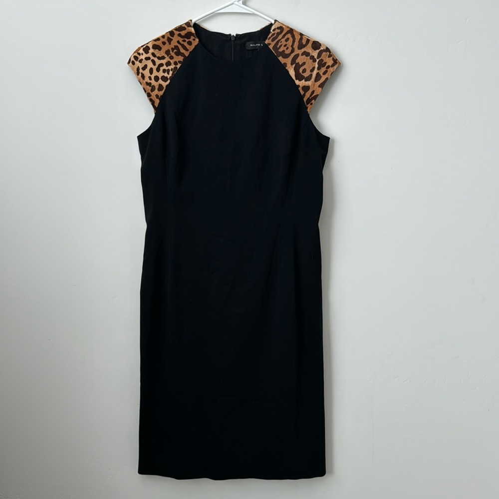 Ralph Lauren Black Label Leopard Wool Blend Farrah Dress Size: 8